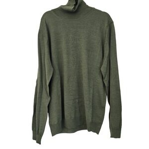 Olive Green Turtleneck‎ Sweater Long Sleeve Knit Pullover Classic Style